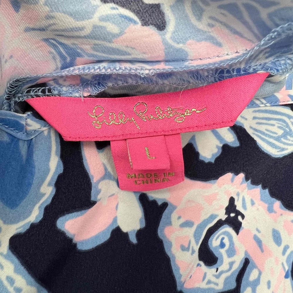 Lilly Pulitzer Large Dusk Jumpsuit Amore‎ Belted Adjustable Strap Straight-Cut - Picture 4 of 12